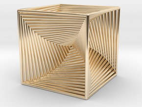 0045 Cube Line Design (3.25 cm) #001 in 14K Yellow Gold