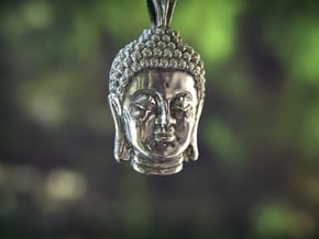 Buddha Head pendant in Polished Silver