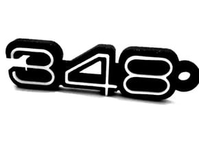 KEYCHAIN 348 LOGO IN BLACK in Matte Black Steel