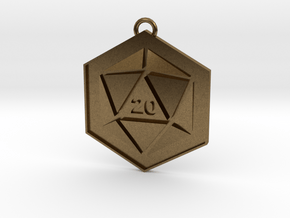 D20 Keychain or Necklace Pendant in Natural Bronze
