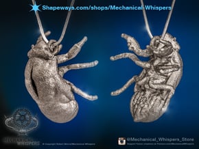 Cicada Nymph Molt Pendant in Polished Nickel Steel