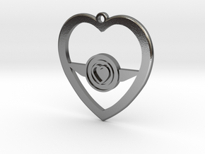 SWA Heart Charm in Polished Silver