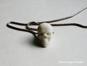 Human Skull Pendant in White Natural Versatile Plastic