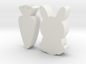 Bunny Carrot Game Pieces in White Natural Versatile Plastic