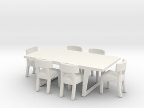 Miniature Arethusa Chair & Lucullo Table - Maxalto in White Natural Versatile Plastic: 1:24