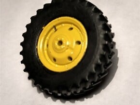1/64 Scale 42" Green & Yellow Rear Wheels & Tires in Smooth Fine Detail Plastic