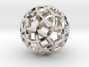 Rhombicosidodecahedron Pendant in Rhodium Plated Brass
