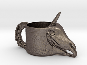 Unicorn Skull Cup in Polished Bronzed Silver Steel