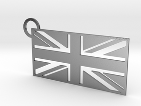 United Kingdom Flag Keychain in Polished Silver