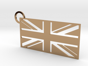 United Kingdom Flag Keychain in Polished Brass