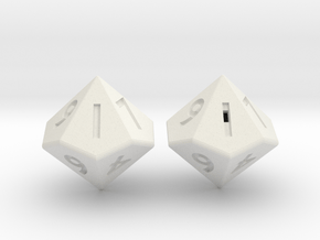Weighted and Standard D10 Dice Set in White Natural Versatile Plastic