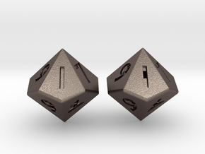 Weighted and Standard D10 Dice Set in Polished Bronzed Silver Steel