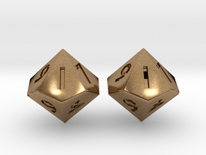 Weighted and Standard D10 Dice Set in Natural Brass