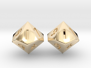 Weighted and Standard D10 Dice Set in 14k Gold Plated Brass