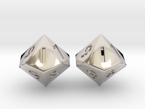 Weighted and Standard D10 Dice Set in Rhodium Plated Brass