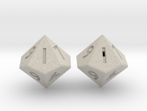 Weighted and Standard D10 Dice Set in Natural Sandstone