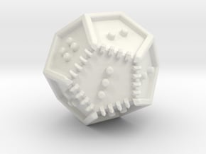 Braille Twenty-sided Die d12 in White Natural Versatile Plastic