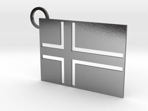 Norway Flag Keychain in Polished Silver
