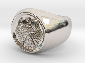 German Eagle Ring in Rhodium Plated Brass