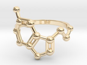 Serotonin (Happiness) Molecule Ring in 14K Yellow Gold: 6.5 / 52.75