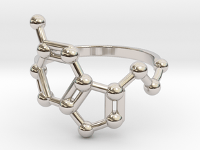 Serotonin (Happiness) Molecule Ring in Rhodium Plated Brass: 6.5 / 52.75