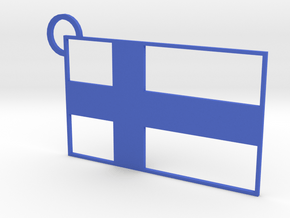 Finland Flag Keychain in Blue Processed Versatile Plastic