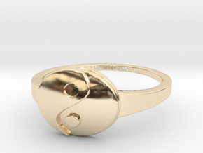 Yin-Yang Ring in 14k Gold Plated Brass