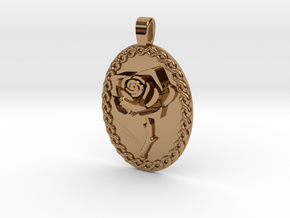 Bleeding Rose Oval Pendant in Polished Brass