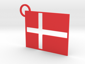 Denmark Flag Keychain in Red Processed Versatile Plastic