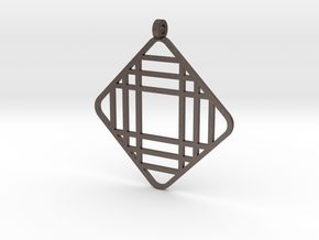 Grid 1 - Pendant in Polished Bronzed Silver Steel
