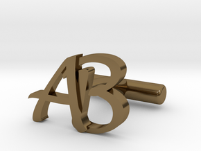 Pair of Cuff link with Initials AB in Polished Bronze