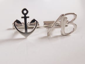 anchor cuff link in Fine Detail Polished Silver