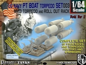 1/64 Torpedo Mk13 W Rack For PT Boat Set003 in Tan Fine Detail Plastic