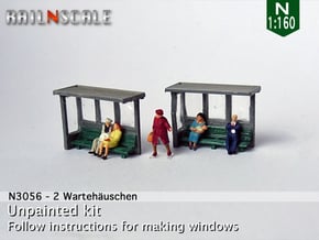 2 Waiting shelters (N 1:160) in Smooth Fine Detail Plastic