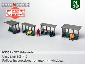 SET Waiting shelters (N 1:160) in Tan Fine Detail Plastic