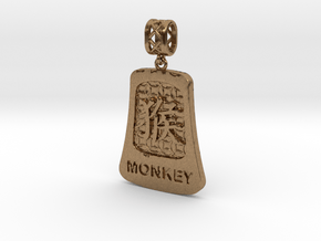 Chinese 12 animals pendant with bail - the monkey in Natural Brass (Interlocking Parts)