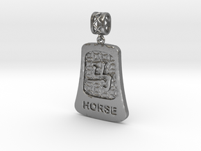 Chinese 12 animals pendant with bail - the horse in Natural Silver (Interlocking Parts)