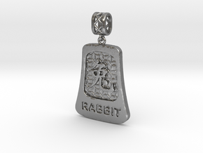 Chinese 12 animals pendant with bail - the rabbit in Natural Silver (Interlocking Parts)