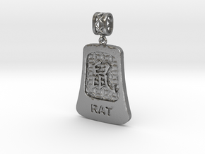Chinese 12 animals pendant with bail - the rat in Natural Silver (Interlocking Parts)