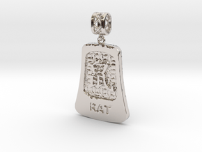 Chinese 12 animals pendant with bail - the rat in Rhodium Plated Brass
