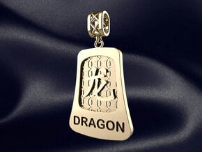 Chinese 12 animals pendant with bail - the dragon in 14k Gold Plated Brass