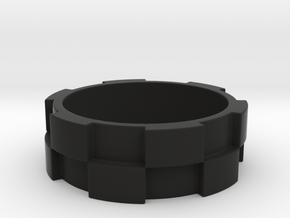 Checker Ring Size 7 in Black Natural Versatile Plastic