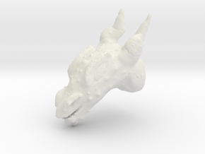 Ancient Dragon Head in White Natural Versatile Plastic: Extra Small