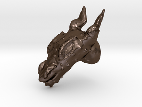 Ancient Dragon Head in Polished Bronze Steel: Extra Small