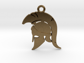 Spartan Warrior Helmet Pendant/Keychain in Natural Bronze