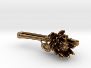 Protea Tie Bar in Natural Brass