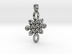 Double celtic knot [pendant] in Polished Silver
