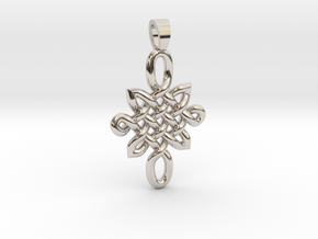 Double celtic knot [pendant] in Rhodium Plated Brass