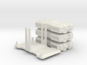 Stackable SciFi cargo boxes & rack in White Natural Versatile Plastic