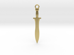 Greek Xiphos Sword Pendant/Keychain in Natural Brass